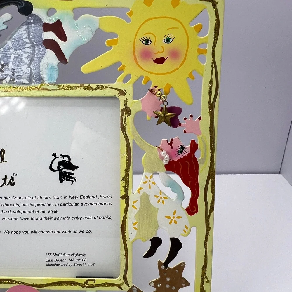 Karen Rossi Fanciful Flights Photo Frame 4x6 Metal Whimsical Folk Art Signed